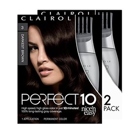 Clairol Clairol Nice'n Easy Perfect 10 Permanent Hair Dye, 3 Darkest Brown Hair Color, Pack of 2