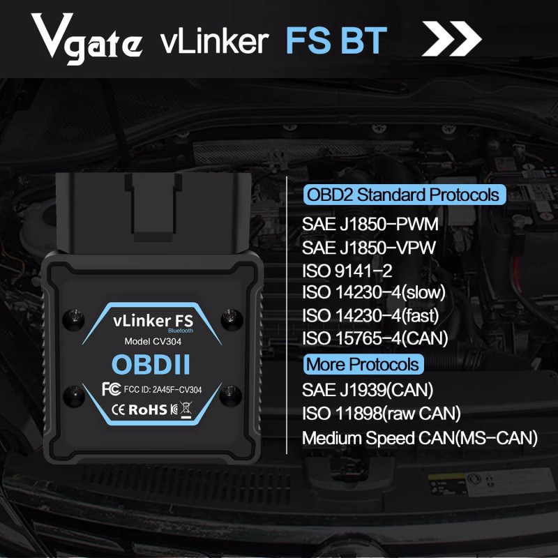 Vgate vLinker FS Bluetooth OBD2 Detect Error Codes Fault Readers