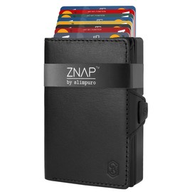 ZNAP Credit Card Case Wallet for Men RFID Protection Anti-Skimming, Slim Minimalist Aluminum Coin Purse Holds 8/12 Cards, Black