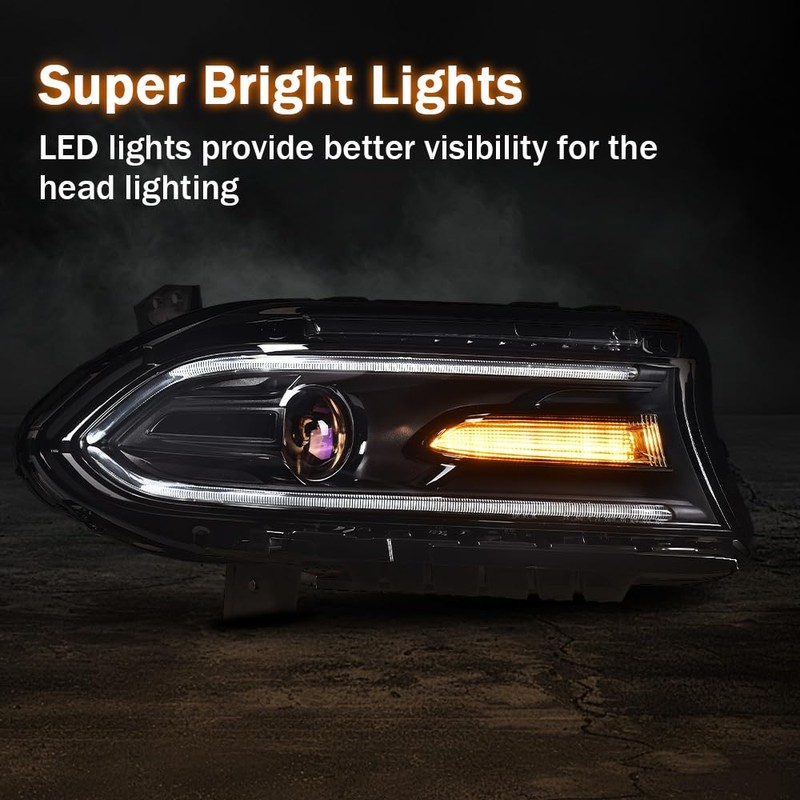 G-PLUS Headlight Fit for Dodge Charger 2015-2021, Right Passenger Bumper