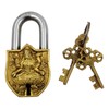 Purpledip Handmade Brass Antique Padlock with Maa Laxmi (Hindu Goddess