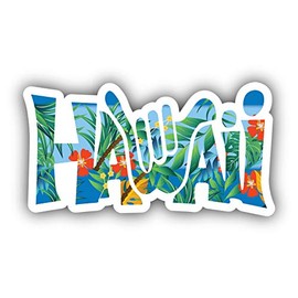 Hawaii Ten Shaka Hang Loose Patterned Slogan Sticker | Car Bumper, Laptop, Water Bottle, Wall, Window Waterproof Vinyl Sticker Decal | Longer Side 5'' |