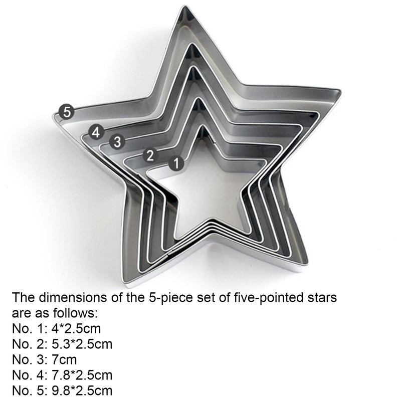 Okaywork Pentagram Cookie Cutters, Set of 5, Baking Mould, Stainless