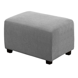 H.VERSAILTEX Ottoman Cover Slipcover Rectangle Fit Length 29"-34" Footrest Sofa Slipcovers Stool Cover Footstool Protector Covers Feature Stretch Thick Soft Jacquard Fabric Removable Washable - Dove