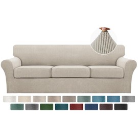 Turquoize 4 Piece Sofa Covers for 3 Cushion Couch Sofa Slipcover Soft Couch Cover for Dogs-Washable Sofa Furniture Covers with 3 Individual Large Cushion Covers (XL Sofa, Island Fossi)