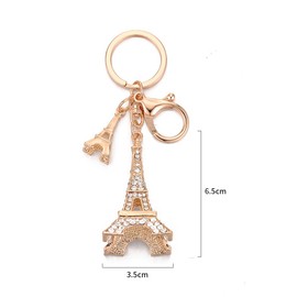 [Wovzoe] Fashionable and Convenient Eiffel Tower Rhinestone Key Chain Key Accessory Perfect for Bag or Car Loss Prevention, golden