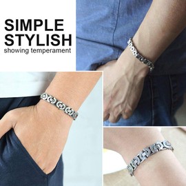 ChainsHouse Byzanitine Chain Bracelet Men's Byzanitine Bracelet Hip Pop Bangle 19 cm 21 cm Silver/Black/Gold (Gift Box Included), 19 centimetres, Metal, No information