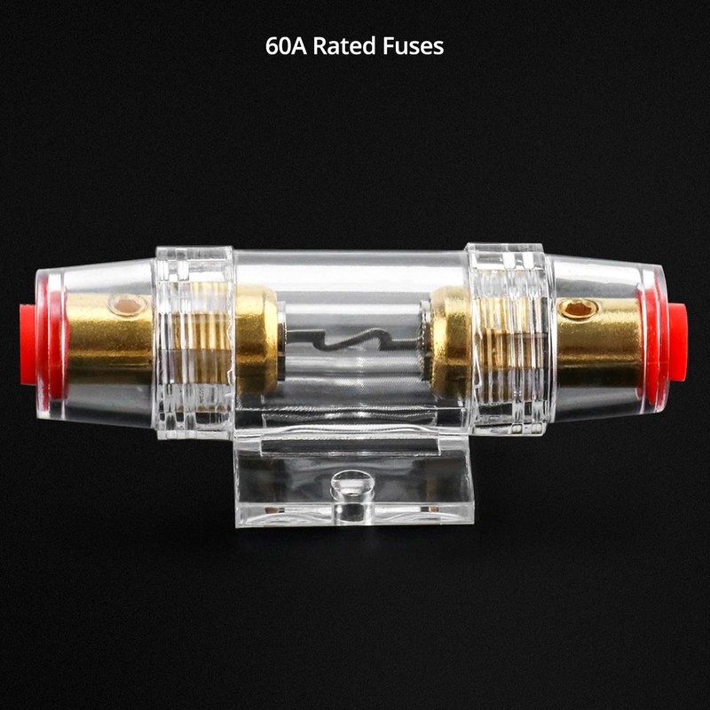 QWORK 4-8 AWG In-line Fuse Holder with 60A AGU Fuses