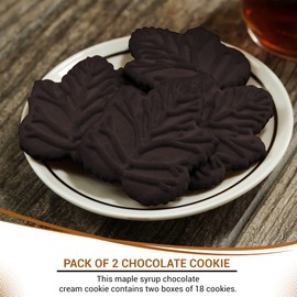 Turkey Hill Sugarbush 100% Pure Canadian Premium Maple Syrup Chocolate Cream Filled Cookies- All-Natural Maple Leaf Shape Delicious Cookies(2 Pack, Chocolate Cookies)