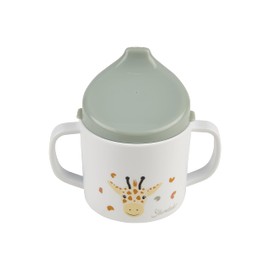 Sterntaler Giraffe & Lion Learning Cup - With Removable Drinking Attachment & Non-Slip Base - 2 Handles for Secure Hold - Durable Food Grade Material - Pale Green
