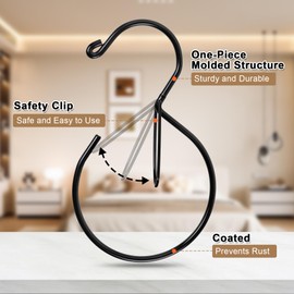Vigorwise 4Pcs Hat Hanger & Belt Hanger with Safety Clip for Closet, Black Baseball Caps Organizer for Closet, Hat Rack for Belt Ties Tank Tops