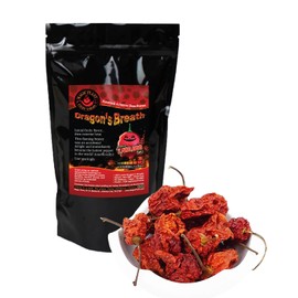 Magic Plant Dragon's Breath Pepper Whole Pods (4 Oz) Intensely Hot Dried Red Chiles - 1.2M to 2M+ SHUs, No Additives