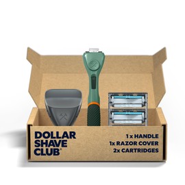 Dollar Shave Club | The Guest Pass Shave Set | 2 Swift Rinse Refill Cartridges, 1 Handle (Green), 1 Razor Cover