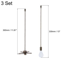 uxcell 13 Inch Ceiling Fan Pull Chain Extender Sets, 6 Pcs Beaded Ball Fan Pull Chain with Decorative Light Bulb and Fan Cord for Ceiling Light Lamps Fan, Bronzy
