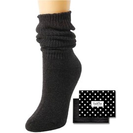 Slouched Socks for Girls Women - Black Tube Calf Chunky Scrunch Wool Socks 80s 90s