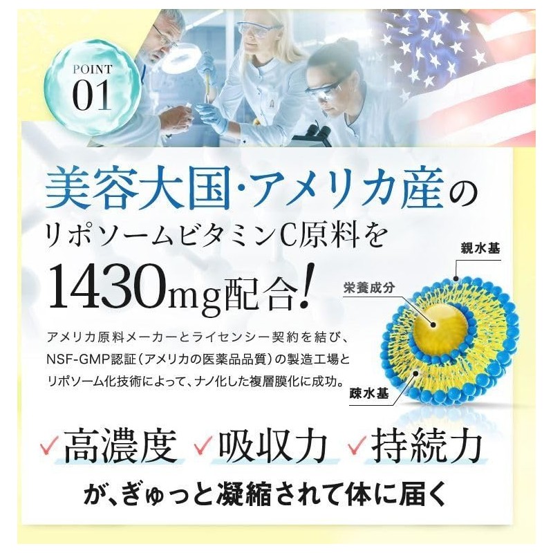 Lipo Aide VC Liposome Vitamin C Powder, 30 Packets Per