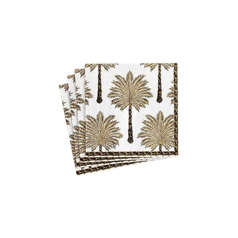 Caspari Grand Palms Paper Cocktail Napkins in Black - 20