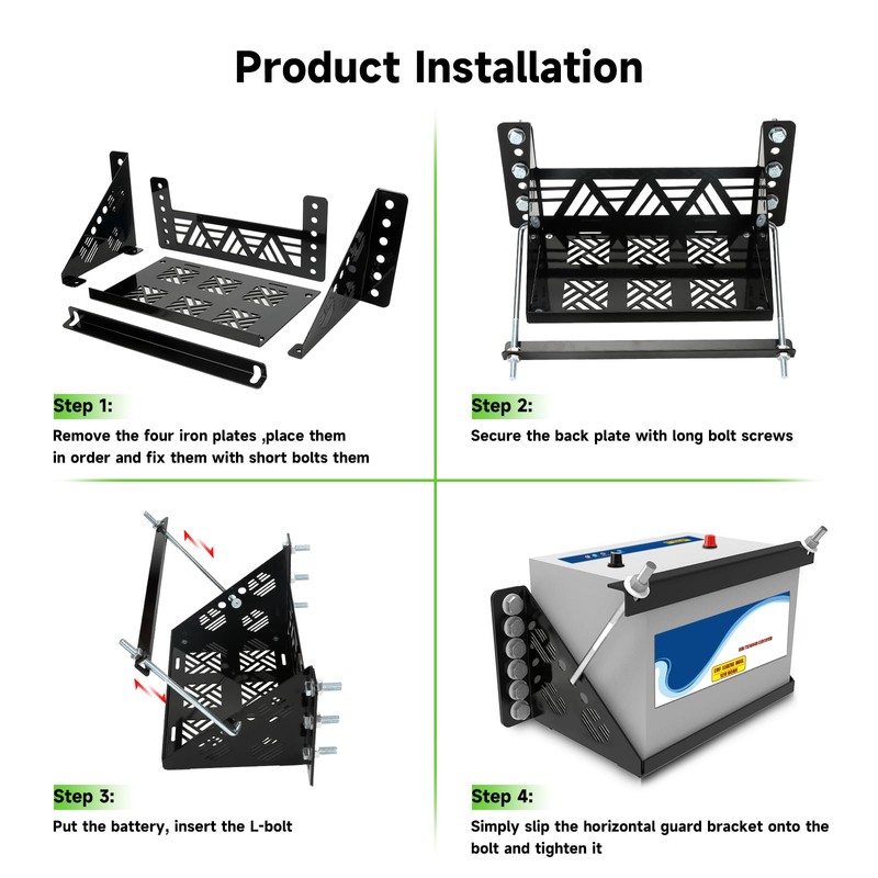 XIKOBY Universal Battery Mounting Tray, Battery Holder Bracket Compatible with