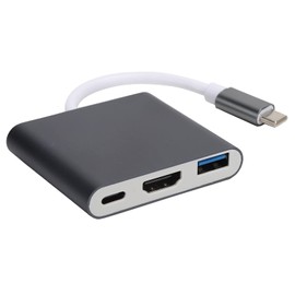 USB-C to HDMI Adapter, Type-C to HDMI 4K 3-in-1 Hub Multiport AV Converter for TV Laptop Computer Projector Monitor (Black)