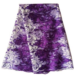 WorthSJLH African Lace Fabric 5 Yards 2022 Net Nigerian Lace French Lace Fabric Embroidered Guipure Cord Lace LF204(Purple)