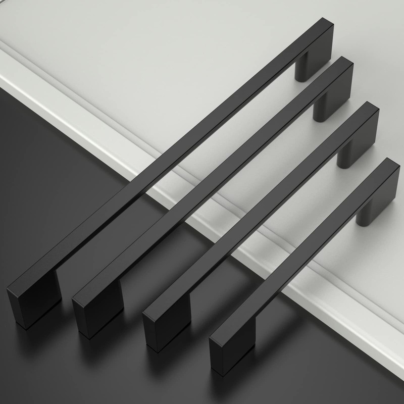 Amerdeco 10 Pack Matte Black Cabinet Pulls 7.5 Inch(192MM) Hole