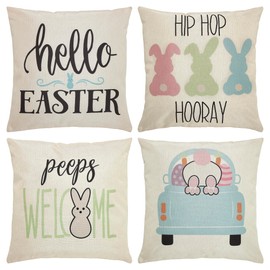 VHC Brands Easter Greetings Pillow Cover Set of 4 20Lx20W