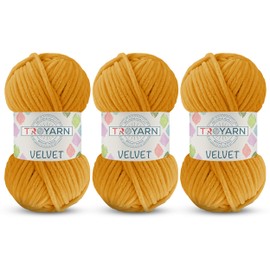 3 Pack Velvet Yarn for Crocheting - Chenille Yarn, 132 Yards Amigurumi Yarn, Fluffy Yarn, Plush Yarn, Baby Blanket Yarn for Crocheting, Size 6