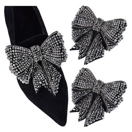 Tsangbaby Rhinestone Bow Shoe Clips - Removable Crystal Elegant Party Buckle Decorations for Women Girls - 2 Pcs