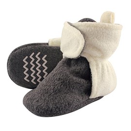 Hudson Baby Unisex-Baby Cozy Fleece Booties Slipper Sock, Heather Charcoal Cream, 0-6 Months