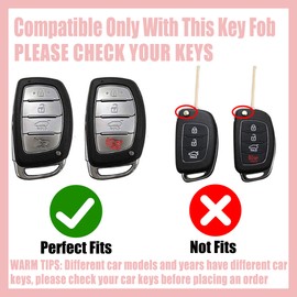 Cute Key Fob Cover with Rhinestone Bear Charm, Bling TPU Smart Key Case for Women, Compatible with Hyundai Santa Fe Santa Fe Sport Sonata Sonata Sport 2013-2019 (4-Button, Silver)