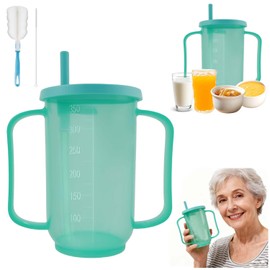 agctrler 350 ml Anti-swallowing Sippy Cup for Seniors with Large Handles, Leak-proof & BPA-Free - Sippy Cup for Seniors for Liquid Food, Medication, Elderly & Pregnant Women