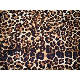 Printed Liverpool Textured Fabric 4 Way Stretch Scuba Cheetah Tan Brown L507