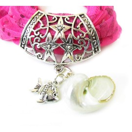 Seashell Scarf Pendant - Beach Charm Slide for Scarf - Holiday Gift for Mom