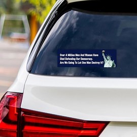 Save The Democracy Vinyl Sticker, Resist Hate Decal, Anti-Trump, Statue of Liberty, Resist Fascism Car Bumper Sticker, 10" x 3"