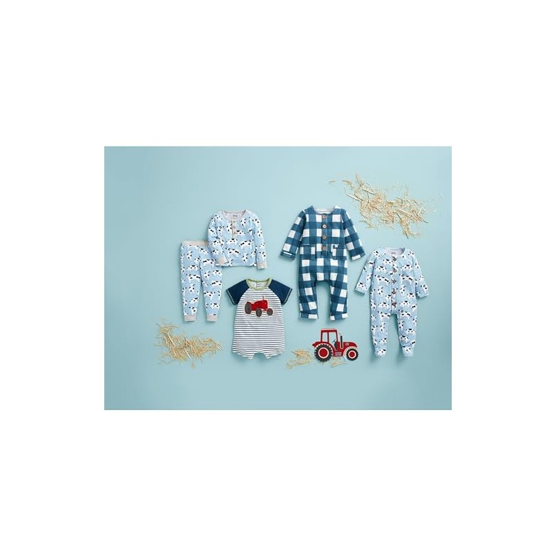 Mud Pie Baby Boy Printed Tractor Shortall; 12-18 Months