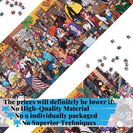 Plastic Jigsaw Puzzle for Adults,2178 Pieces in 9 Bags for Family Game, Panoramic Dog Party for Home Decor, Perfect Snap,56×12.5 Inches Hipazous