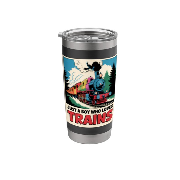 Just a Boy Who Loves Trains Funny Retro Steam Engine