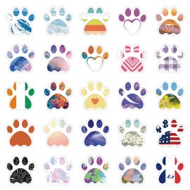 SEMYEIYO Paw Print Stickers 120 Pieces Cute Cartoon Cat Dog Animals Pack | Cool Colorful Deacls Graffiti Vinyl PVC Waterproof for Water Bottle Skateboard Luggage Girl Kids Teens Adults Laptop Computer Phone