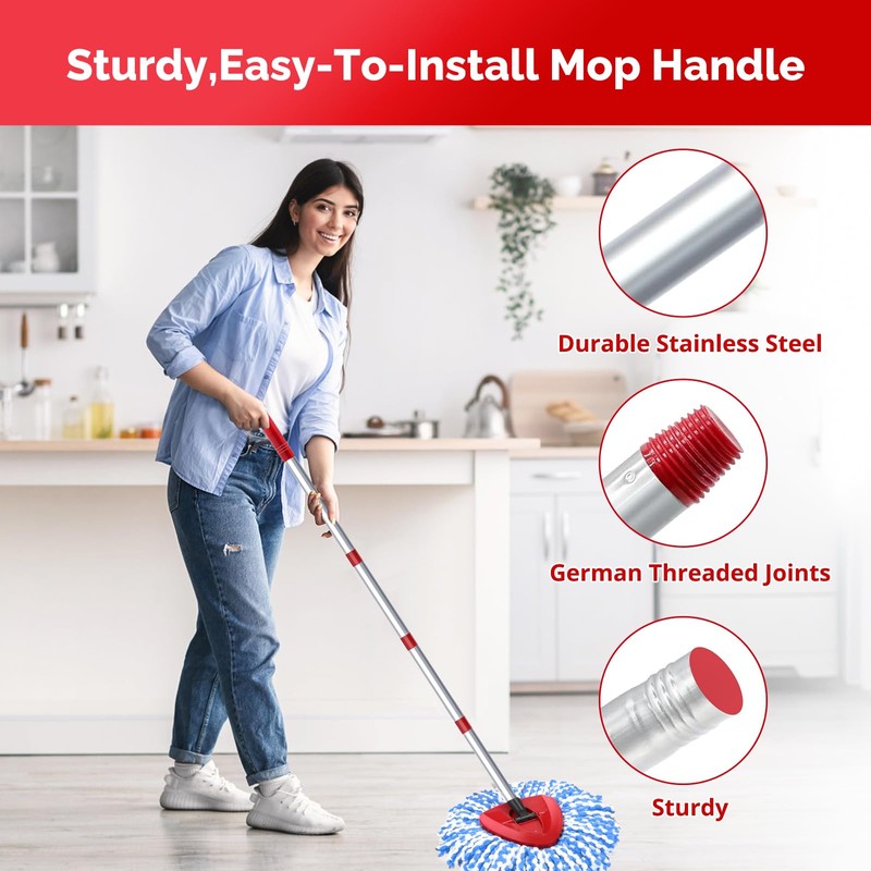 Spin Mop Head, Base, Handle Replacement for O-Ceda RinseClean 2