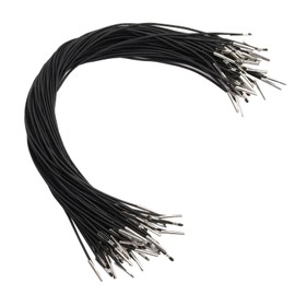 Elastic String Metal Ends, 50PCS Elastic-Cord with Metal Ends, Black Round String, Soft Stretch Loop Band String Barbed Cord for DIY Party Hat, Book Binding Hanging, Mask Making