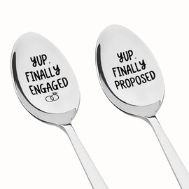 Romantic Engagement Gifts for Couples Newly Engaged Gifts for Fiancee Fiance Engraved Coffee Tea Spoons Gift for Tea Coffee Lovers Gifts for Boyfriend Girlfriend Ice Cream Spoon for Women Men
