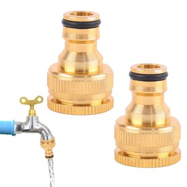 Yiirin 2 Pcs Brass Outdoor Tap Connector,Tap to Hose Connector UK,3/4 & 1/2 Inch Garden Hose Connectors,Outside Tap Hose Connector for Kitchen Faucet Hosepipe Outdoor Hosepipe Fittings
