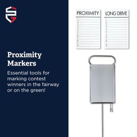 Deluxe Golf Proximity Marker Kit | Pack of 4 Weather-Resistant, Durable Markers | Easy-to-Read Double-Sided Cards for Tournaments & Contests