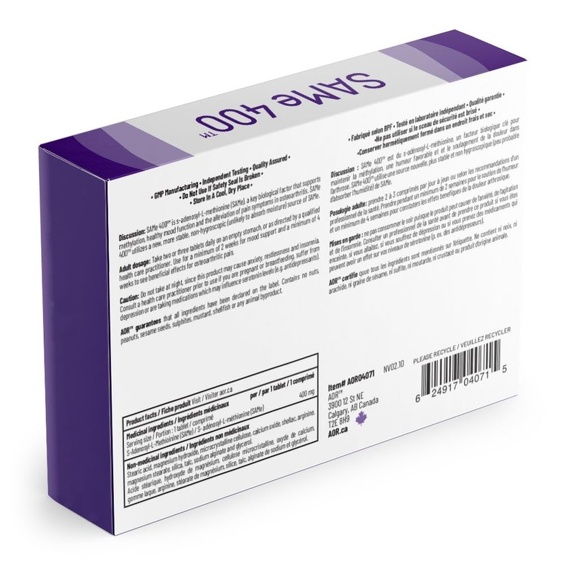 AOR - SAMe 400mg, 30 Tablets - Same Supplement for