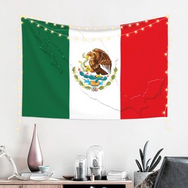 Hapioen Mexican National Map Flag Hippie Art Tapestry 60 x 40 Inch - Wall Hanging Room Bedroom Living Home Patriotic Decoration Mexico Flags Tapestries