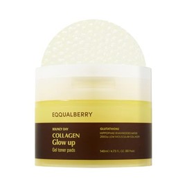 EQQUALBERRY Toner Pads Faciales Collagen Glow Up - Coreanos con Colgeno, 98 Glutatin y Agua de Espino Amarillo, Iluminadores, 60 Pads, 140 ml         
