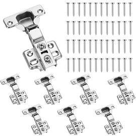 Monsully 8 Pcs Cabinet Hinges, Kitchen Cupboard Hinges Cupboard Hinges with Screws Soft Close Hinges Kitchen Cabinet Hinges Full Overlay Mute Door Hinges for Kitchen Bathroom Cabinet