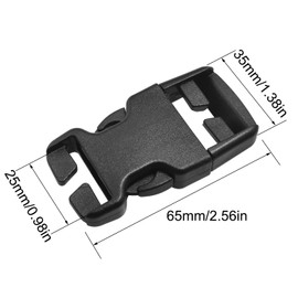LUORNG No Sewing Required Buckle 6PCS 25mm Multi-Size Black Plastic Non-Slip Quick Release Buckles Repair Kit for Backpack Bag, Adjustable Release Buckles
