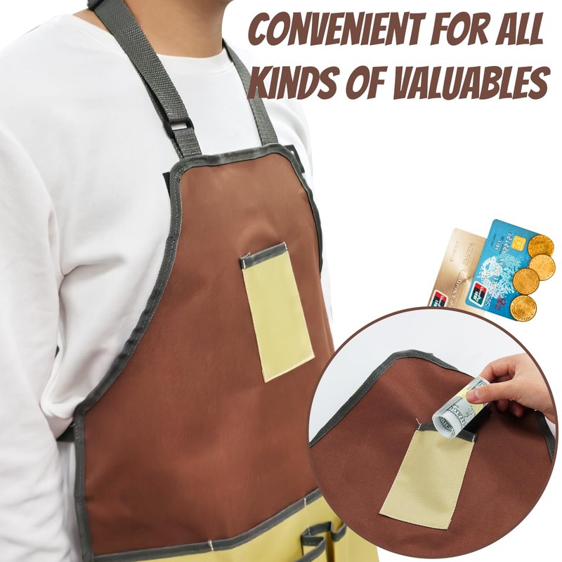 FairyPeach Gardener Apron with Pocket, Thickened and Waterproof Garden Apron,