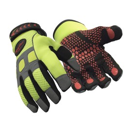 RefrigiWear Insulated Fleece Lined HiVis Super Grip Performance Gloves Reflective with Silicone Grip Dots (High Visibility Lime, Medium)